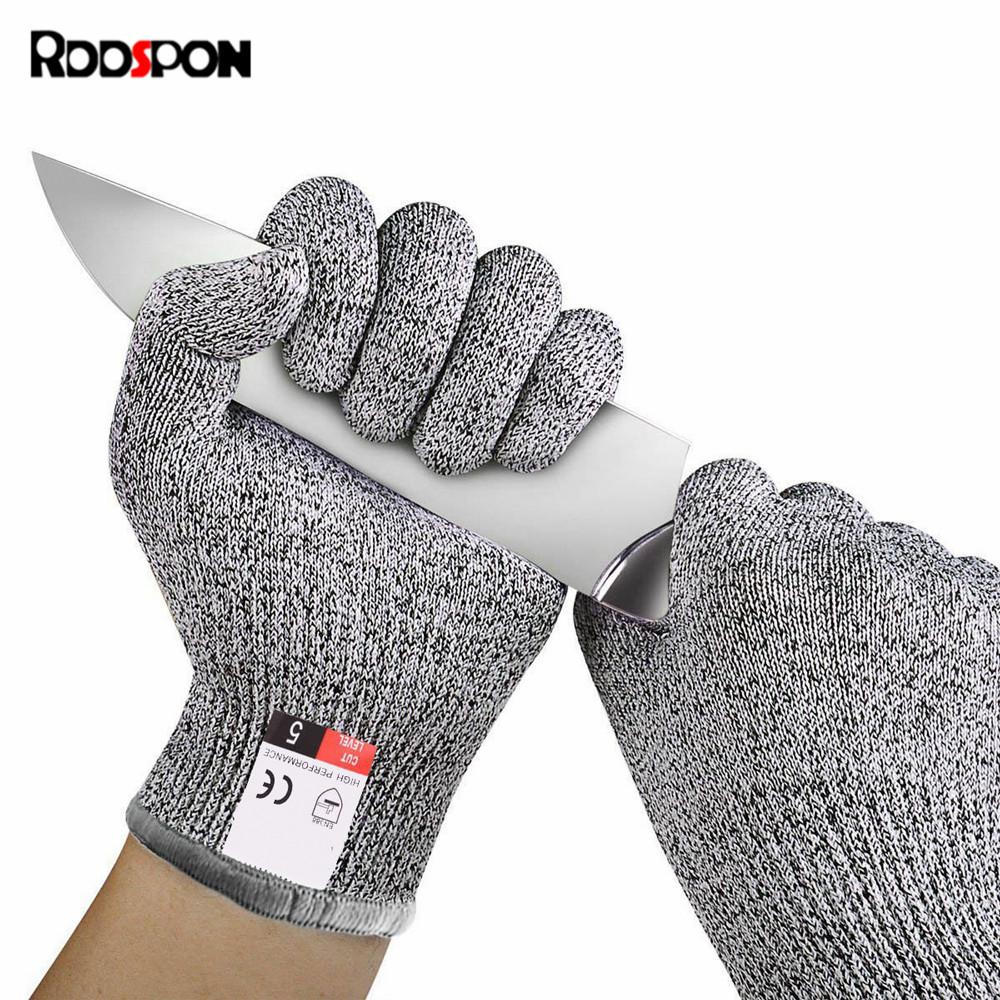 Anti Cut Proof Gloves 1Pair Grey Black HPPE EN388 ANSI Anti-cut Level 5 Safety Work Gloves Thickness Cut Resistant Gloves Tools