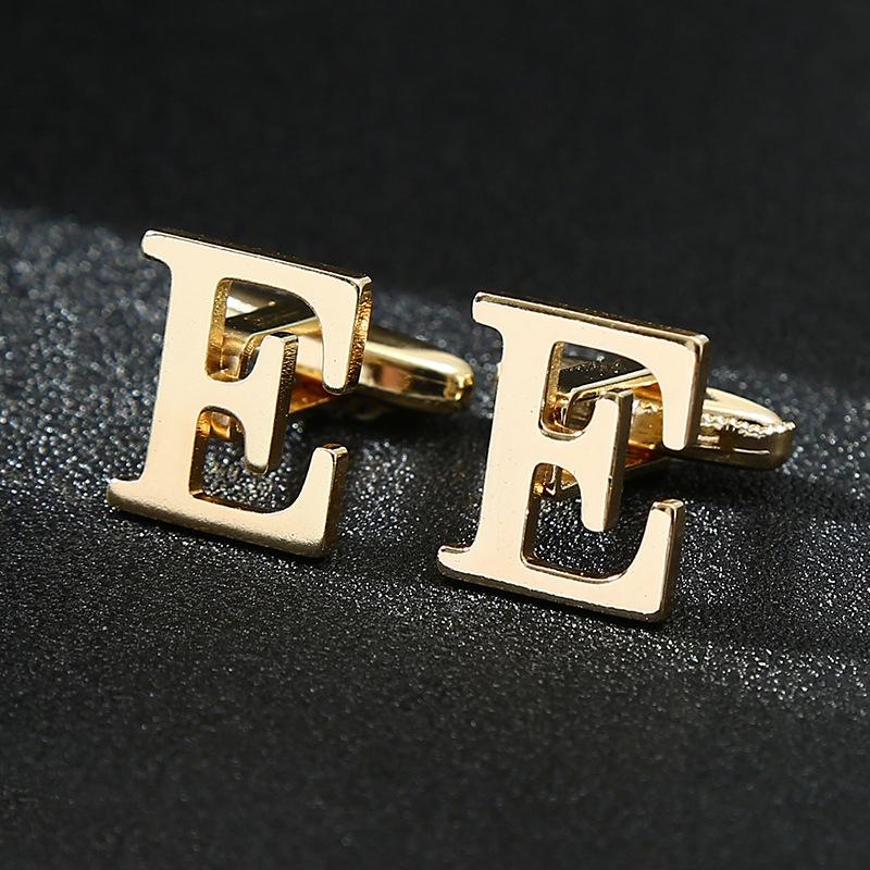 Men's French Shirt Shirt Cuff Links 26 Letters A-Z Cufflinks Gold Color For Men Gift High Quality