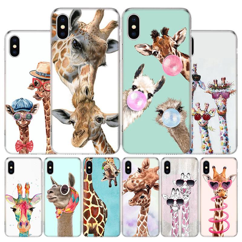 Милый мультяшный жираф чехол для телефона для Apple iPhone 11 12 13 14 Pro 7 XR X XS Max 6 6S 8 Plus + Mini 5 SE принт мягкий