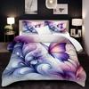 Dreamy Blue Purple Butterfly Flower 3D Print Bedding Set For Kids Teens Adults Style Duvet Cover Soft Home Polyester Quilt Cover