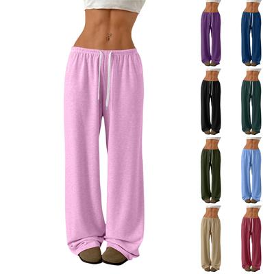 Женские повседневные брюки с эластичной резинкой на талии, удобные прямые свободные однотонные брюки для йоги