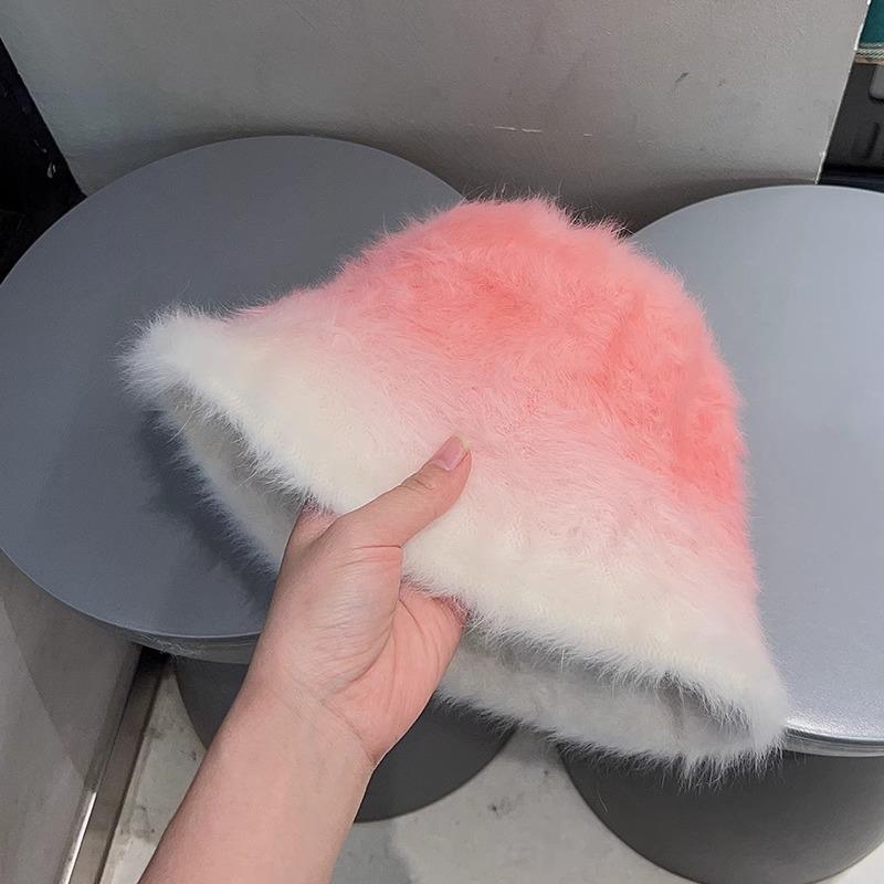 Постепенно меняющая цвет панама женская осенне-зимняя из кроличьего пуха зимняя панама плюшевая теплая пушистая шапка с изысканным видом