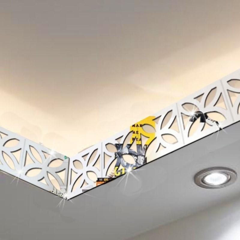 30 шт. 5*5 см зеркальная наклейка 3D линия талии здание граница акриловые зеркальные настенные наклейки для гостиной домашний декор