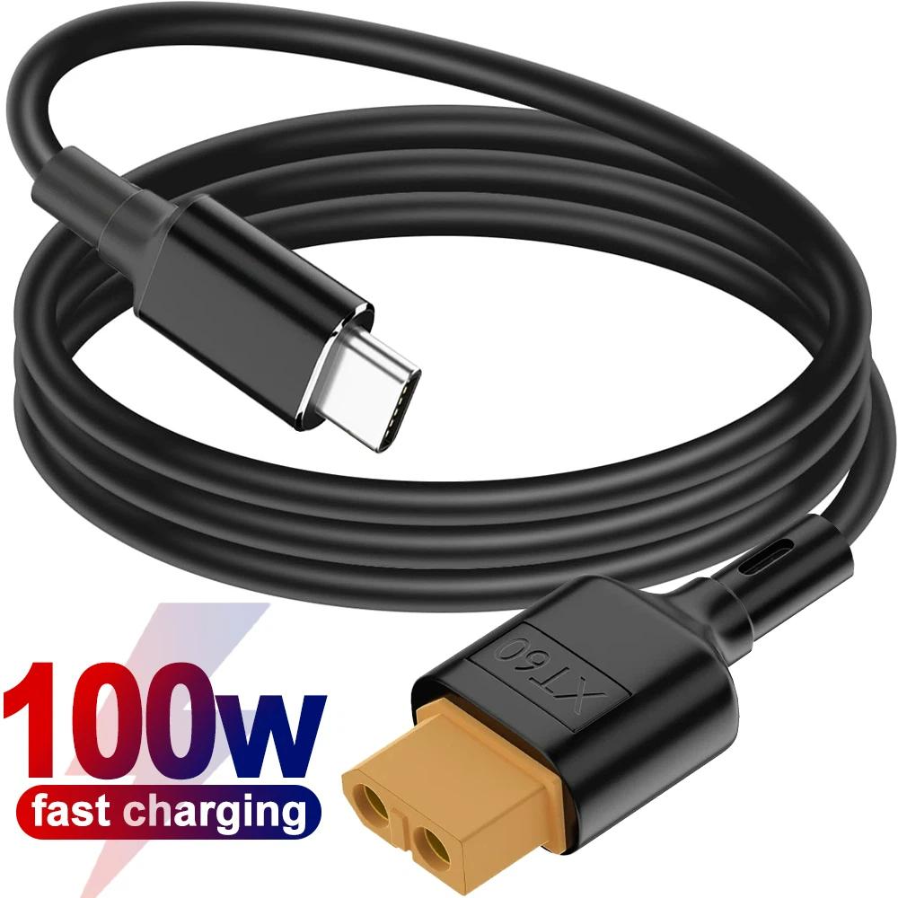 Быстрый зарядный кабель USB-C на XT60 (розетка), 100 Вт, высокоскоростной шнур для зарядного устройства ToolkitRC, моделей дронов и накопителей энергии