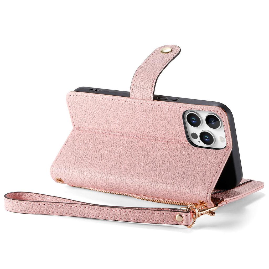 Leather Wallet Flip Case for XiaoMi Poco F8 F7 F6 F5 Ultra Pro Phone Cover Zipper Pocket, Wrist Strap, Heart Emblem, Kickstand