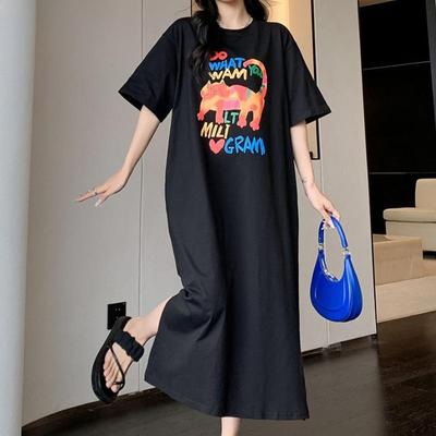 Женская мода лето весна 1/2 рукава О-образный вырез свободная талия повседневные платья