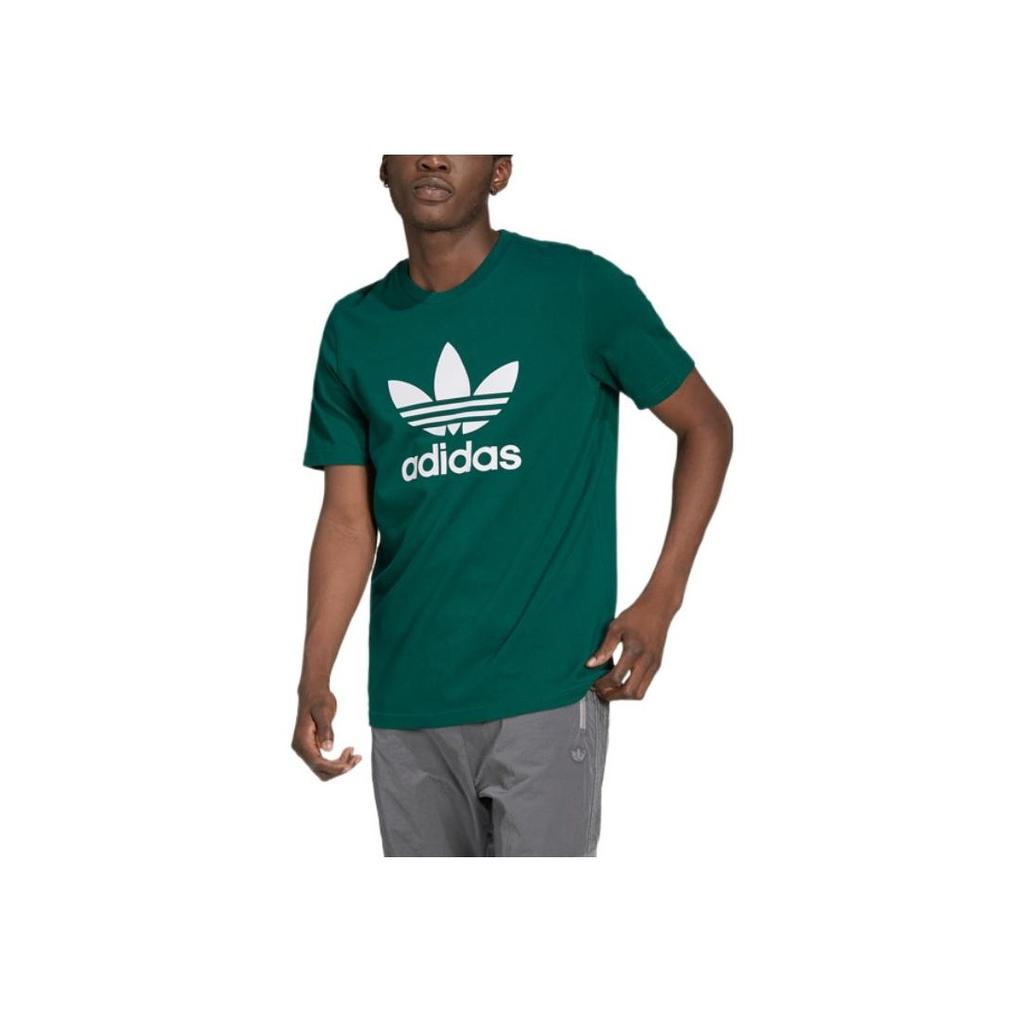 Adidas Originals Solid Color Logo Sports Short Sleeve T-Shirt Men Tops Green HG1430