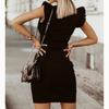 GMXIA Spring Summer Set Temperament Commuter Solid Color Slim Bat Sleeve Mid-waist Women's Dress