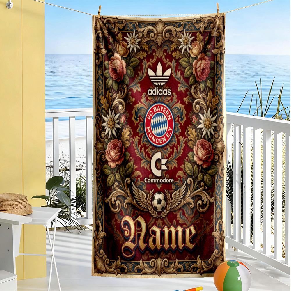 Bayern Munich Football Artwork Customize Your Name Beach Towel Soft Durable Quick-Dry