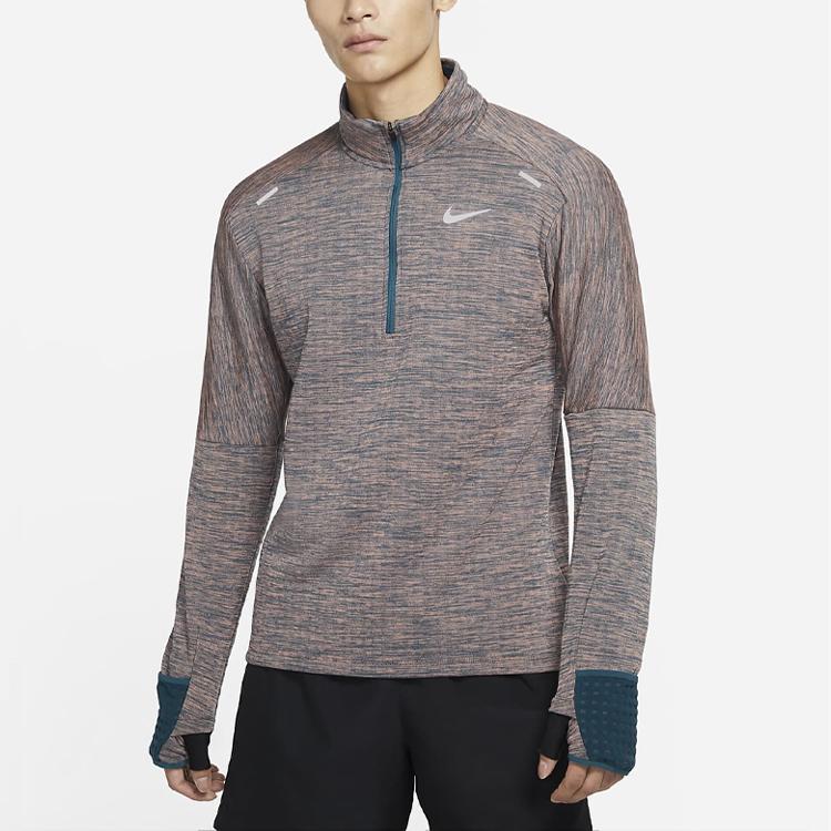 Nike Sphere Dri-FIT флисовая теплая толстовка с длинными рукавами и полумолнией для бега, мужские топы, темно-бирюзовые CU6088-394