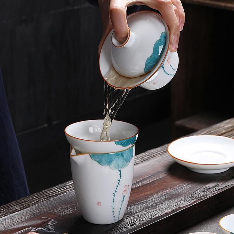 175 мл Керамический Санцай Гайвань Расписанная вручную Чашка для чая с лотосом