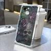 Череп с фиолетовыми розами на зеленом чехле для телефона IPhone 14 15 16 17 13 12 11 Pro Max Plus 12 13 Mini TPU Защитный чехол