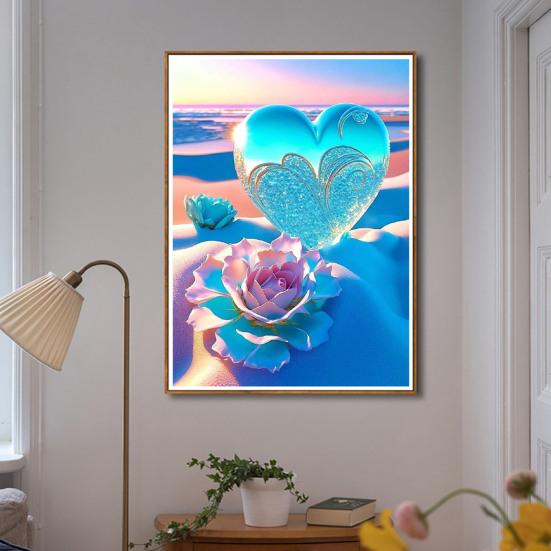 1 комплект, комплект для рисования со стразами, изысканное сердце, цветочный узор, стразы, художественный проект, украшение для дома