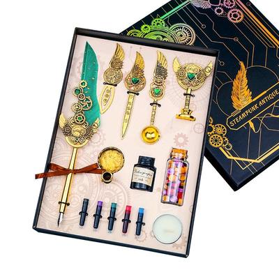 Набор чернил для гусиного пера, перьевая ручка для каллиграфии, винтажная ручка для подписи со сменными наконечниками/чернильными картриджами, держатель для ручки, печать, закладка