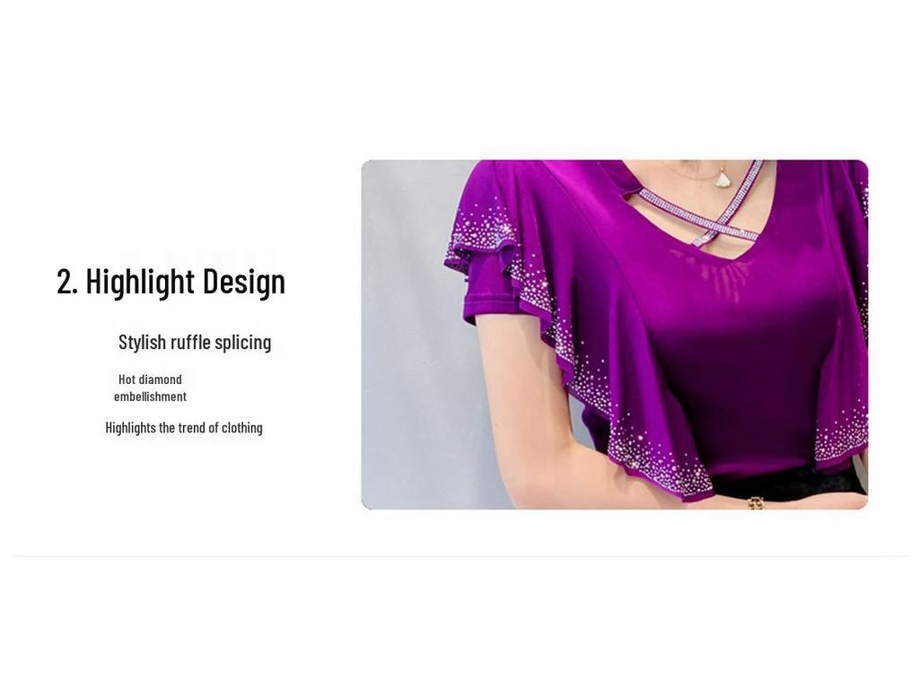 Весна 2025 Мода Сетка Ажурный Волан Длинный Рукав Женский Топ