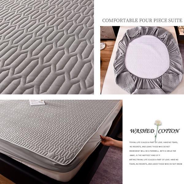 Защитный чехол для кровати Наматрасник Толстая стеганая простыня на подкладке Однотонное постельное белье Queen King Нескользящая простыня Пылезащитный чехол Утолщенные простыни Без наволочки