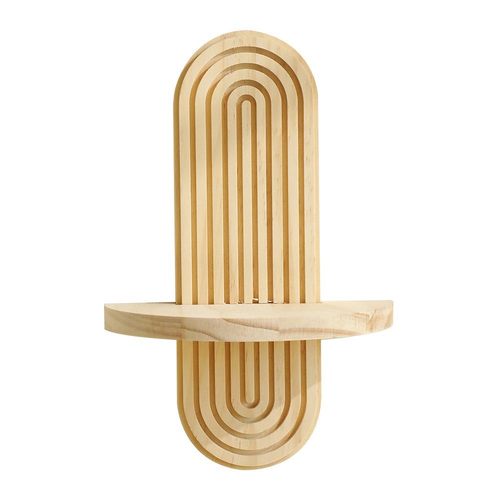 Oval Threaded Arched Floating Shelf Natural Artistic Wooden Stand Boho Style Rack  Plant Decorative