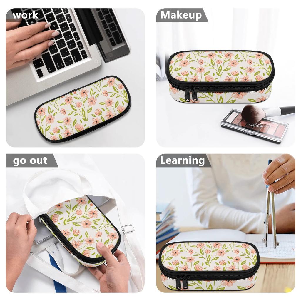 Pen Case Large Capacity Strong Polyester Fabric Zipper Closure with Mesh Pocket Removable Divider and Pen Slots for Classroom Use