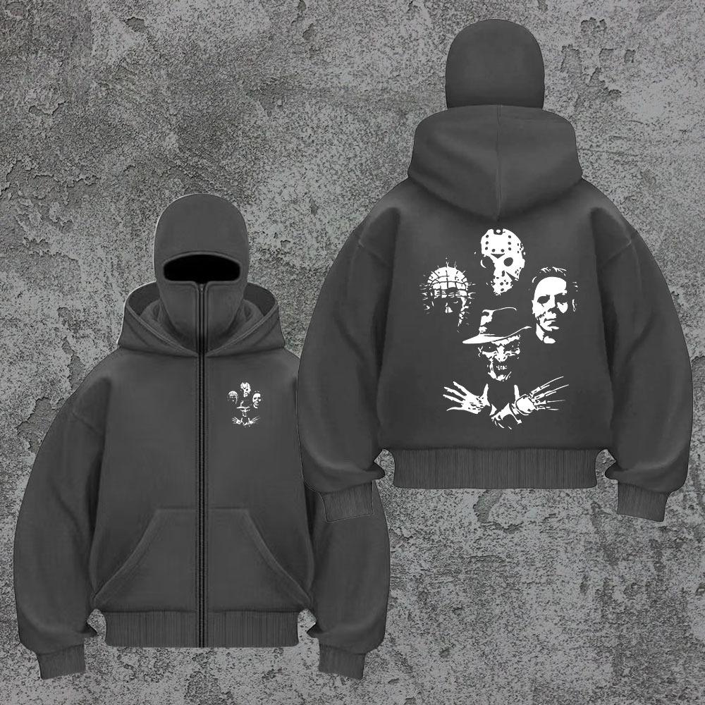 Трендовый бренд Бархатный двойной капюшон Уникальный дизайн Толстовка с капюшоном для осени и зимы, Новая унисекс свободная толстовка Y2K