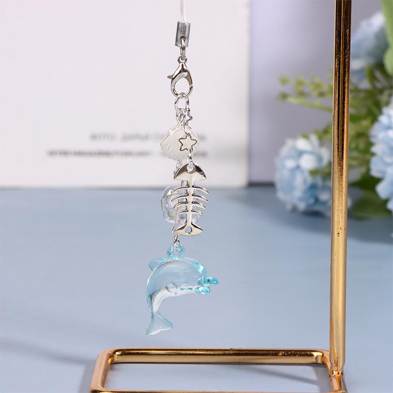 Летний голубой дельфин брелок/телефонный брелок ручной работы вдохновленный морской тематикой брелки эстетический аксессуар Y2K