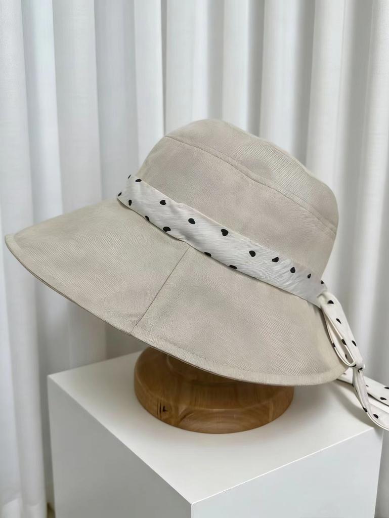 New butterfly polka dot streamer spring and summer outdoor travel anti-sun hat sun hat new ultraviolet sunshade bucket hat