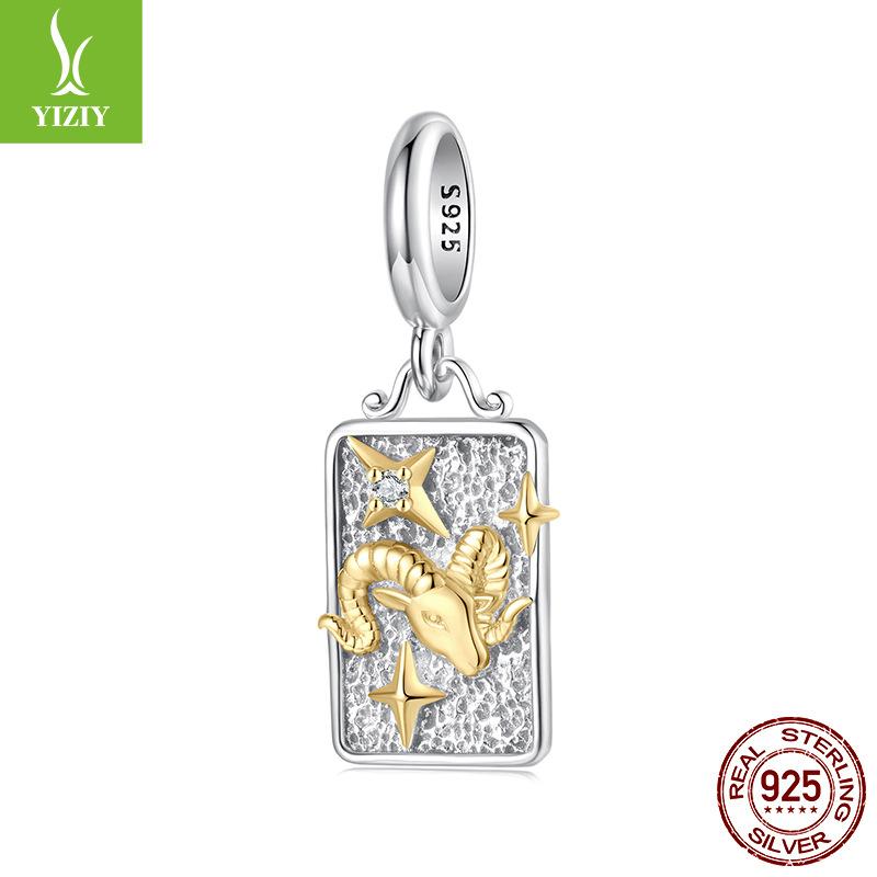 S925 Стерлинговое Серебро Подвеска Двенадцать Созвездий Ювелирные Аксессуары Персонализированные Универсальные DIY Бусины