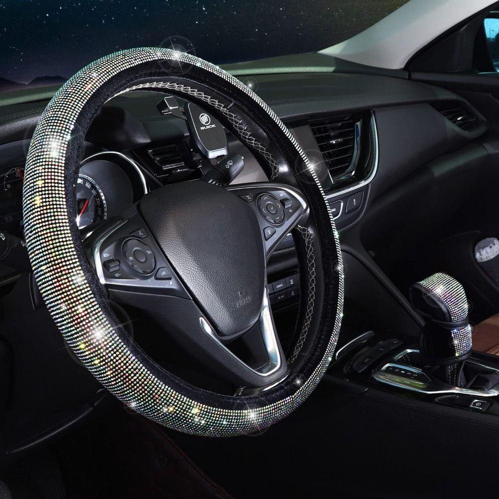 Rhinestone Bling Car Interior Accessories Set Steering Wheel Protective Case Car Protection