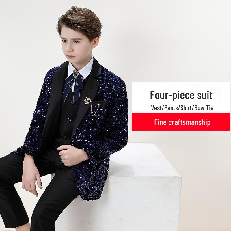 Красивый мальчишеский смокинг: Комплект с пайетками для выступлений и подиумов