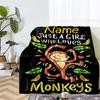 Custom Name Monkey Theme Printed Blanket - Perfect for Couch, Bed, Travel & Outdoor Use | Machine Washable, Cozy & Durable.