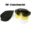 Tactical Goggles Mountaineering Shooting Sunglasses Windproof Sand Control Motocross CS Glasses 3 Lenses Replaceable Motorcycle