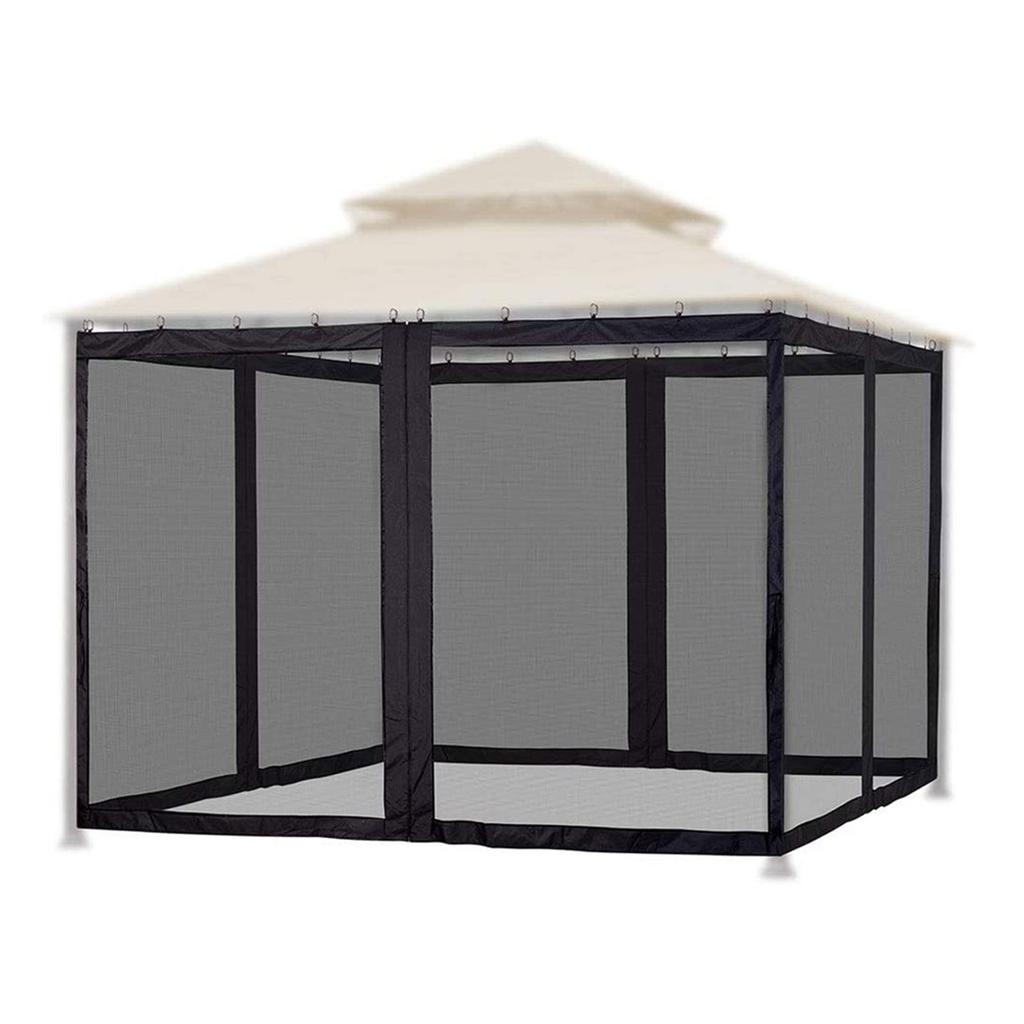 4-дверная всплывающая москитная сетка для патио, 4-сторонняя сетка-навес для беседки с 48 крючками, съемной юбкой, завязками и двусторонней молнией, отпугивающая