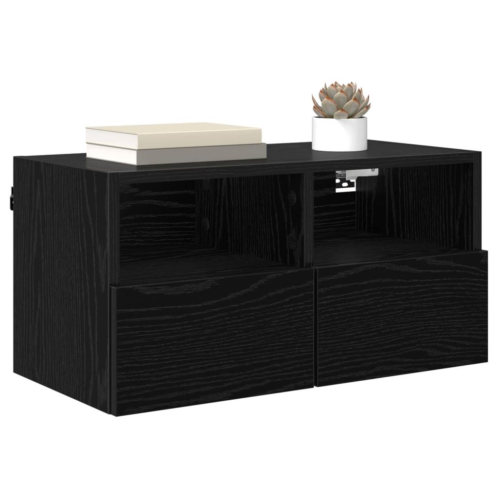 TV Wall Cabinet Black Oak Effect 60 x 30 x 30 cm
