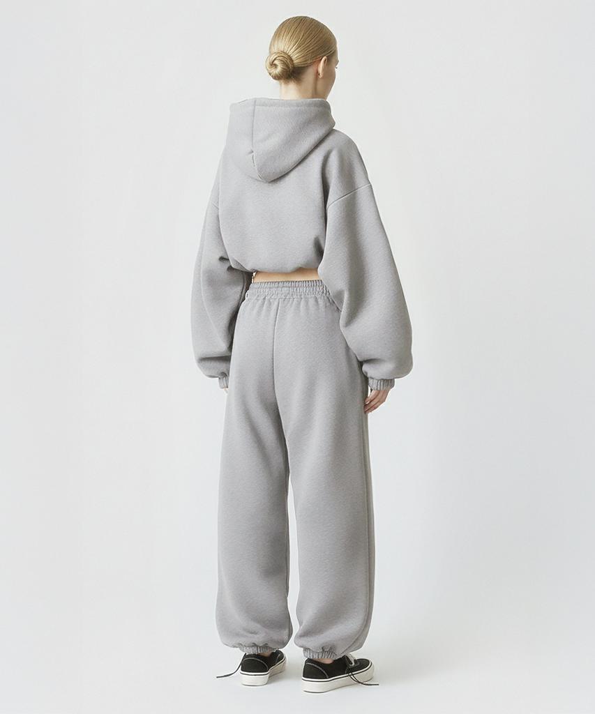 PRINOAR [Fleece Lined] Small Slow And Soft String One-Pleat Wide Pants - Melange
