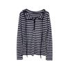 Women Loose Striped Colorblock Hooded Sweatshirt Casual Versatile Top