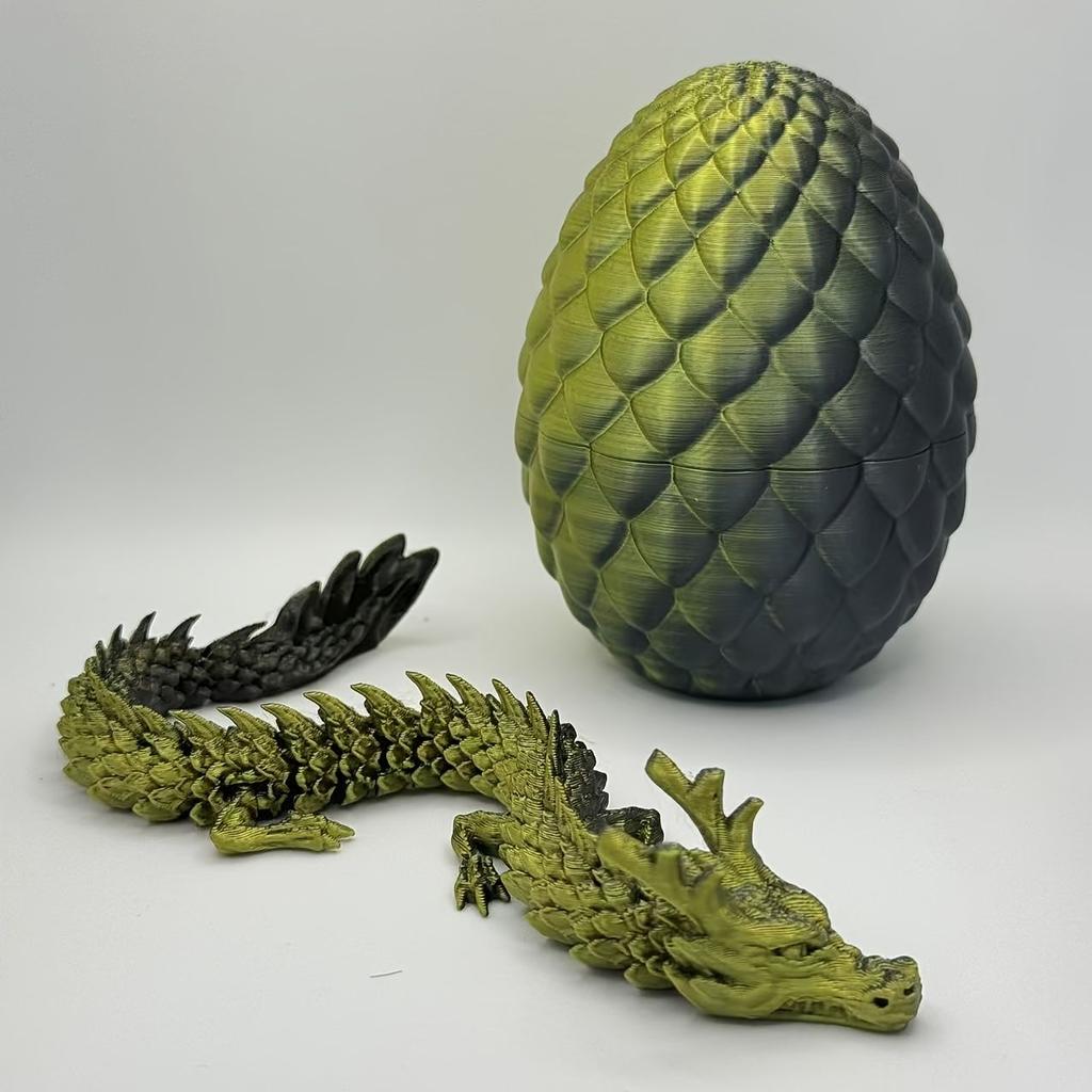 6,5 см Яйцо с чешуей дракона + 15 см Дракон Новый 3D-печать Дракон Летающий Дракон Вращающийся Сочлененное крыло Дракон Домашний декор
