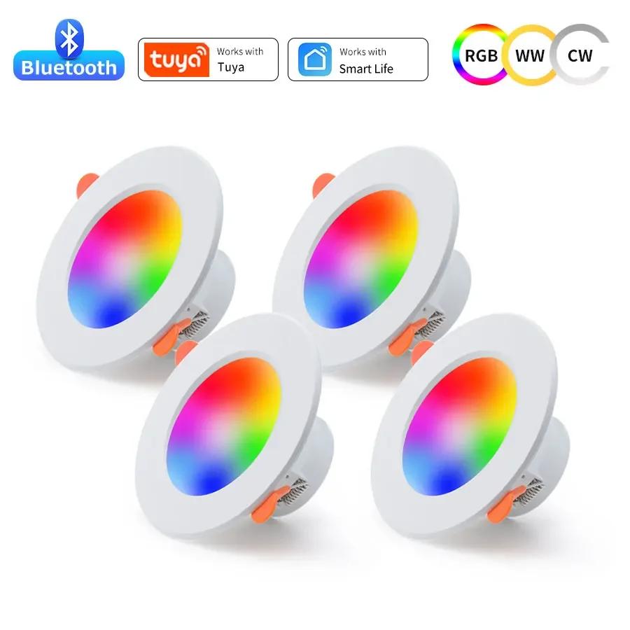Светодиодный потолочный светильник AC220V 10W Bluetooth Tuya Smart, 2,4 ГГц, с пультом дистанционного управления, управляемый через приложение Smart Life, для гостиной, спальни