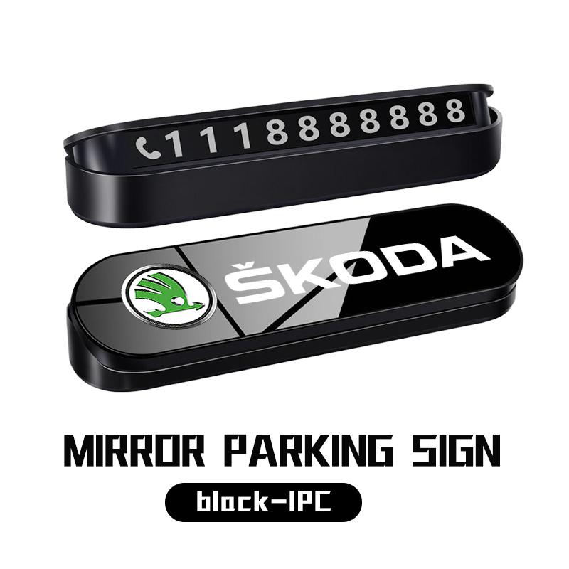 AAAJF1 For Skoda Fashion Car Temporary Parking Phone Number Plate Park Tool Accessories Kodiaq Fabia Kamiq Karoq Octavia 2 3 Rapid