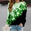 Топы для женщин с цветным принтом кактусов, круглым вырезом и длинным рукавом, футболка, осенний повседневный тонкий пуловер, женский топ с длинным рукавом