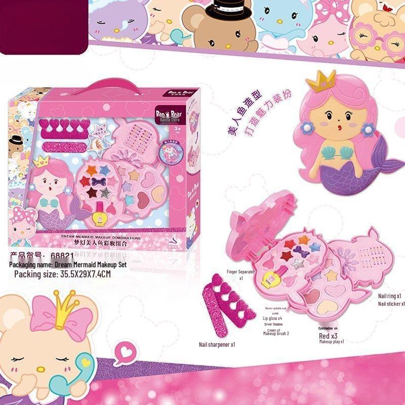 Детский набор для макияжа: Лак для ногтей, помада, тени для век для сцены и ролевых игр