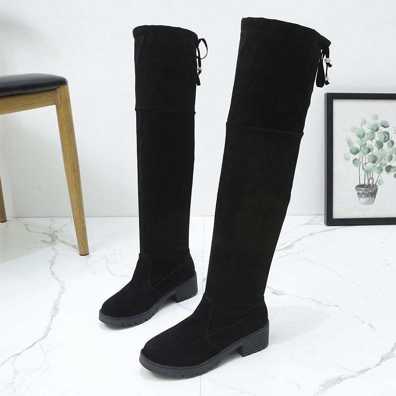 2024 Новые модные длинные сапоги для женщин, выше колена, повседневные черные сексуальные женские туфли на платформе, зимние женские ботинки