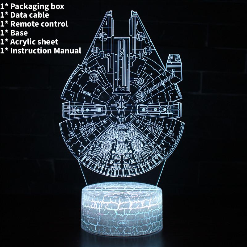 Falcon Millennium Death 3d Led Night Lamp Bedroom Decoration Lamp
