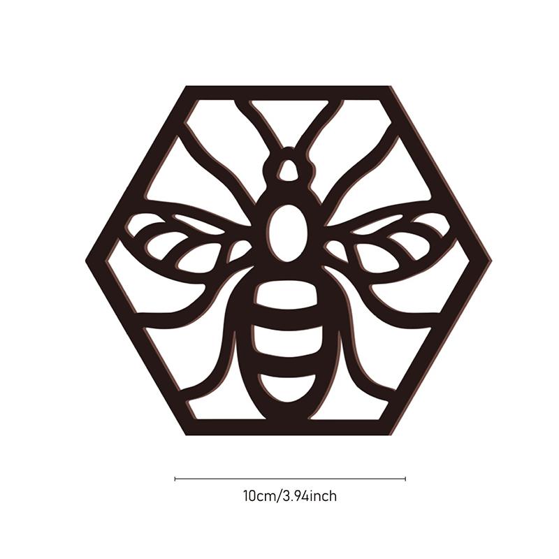 4Pcs Hexagonal Honeycomb Decorated Wooden Crafts For Home Walls Courtyard Decorations Hollowed Out Pendants