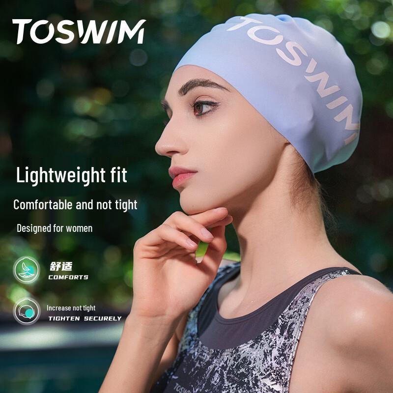 Экологичная силиконовая шапочка для плавания TOSWIM для длинных волос