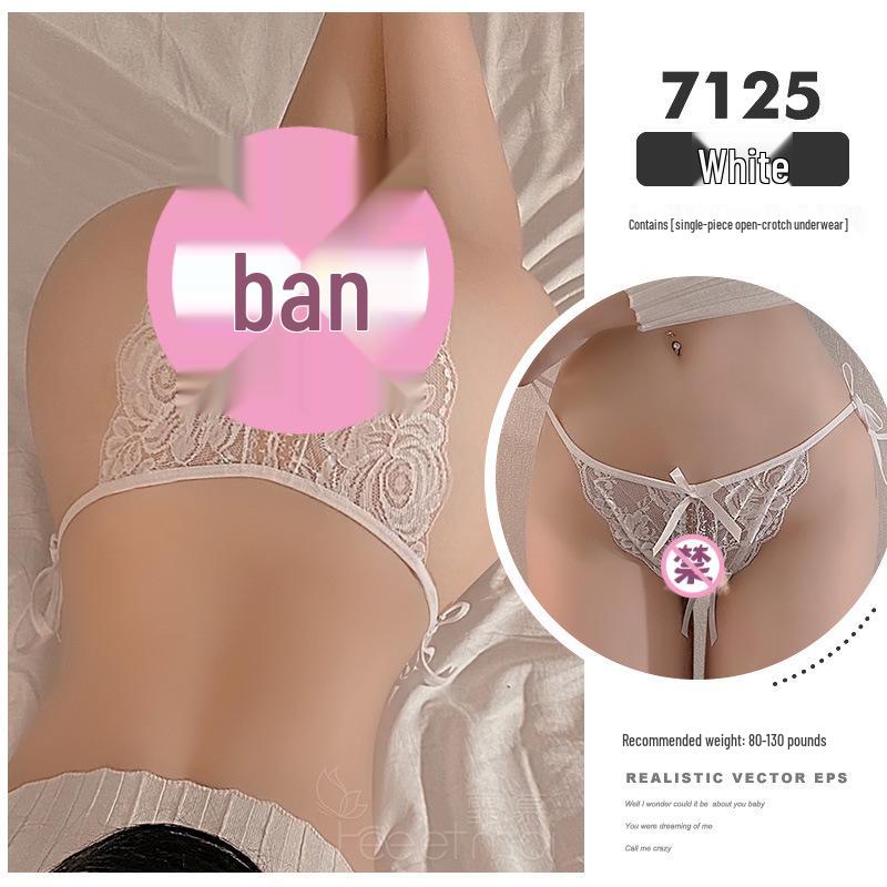 Feimu Сексуальные прозрачные кружевные стринги с открытой промежностью - Европейский и американский стиль 7125.