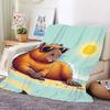 Capybara Nap Blanket Sofa Blanket Cute Thermal Bed Blanket Camping Soft Blanket Bedding