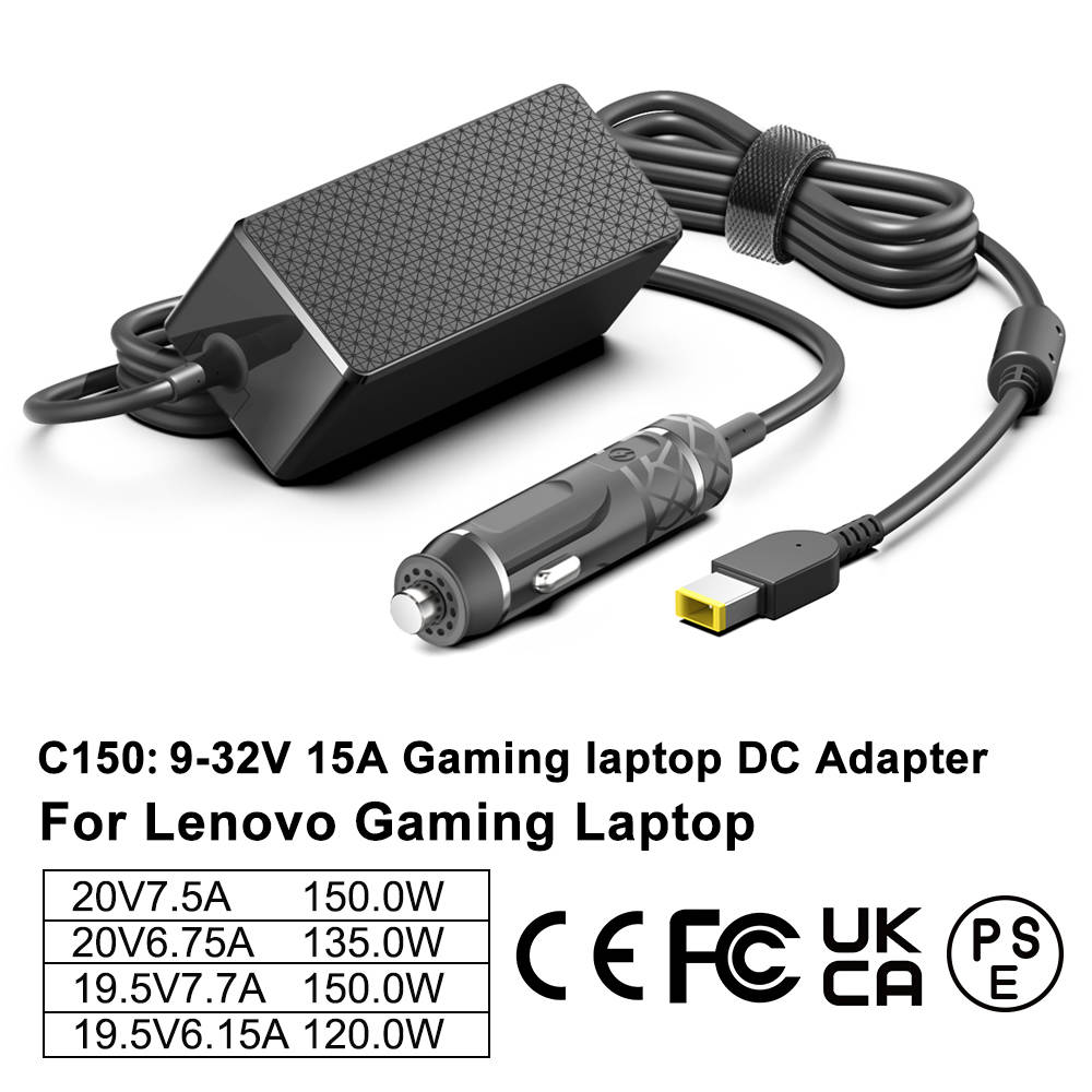 KFD 150W 135W 120W Gaming Laptop Car Charger DC Power for Lenovo Legion ASUS MSI HP zbook Dell Acer Chicony Cigarette Lighter