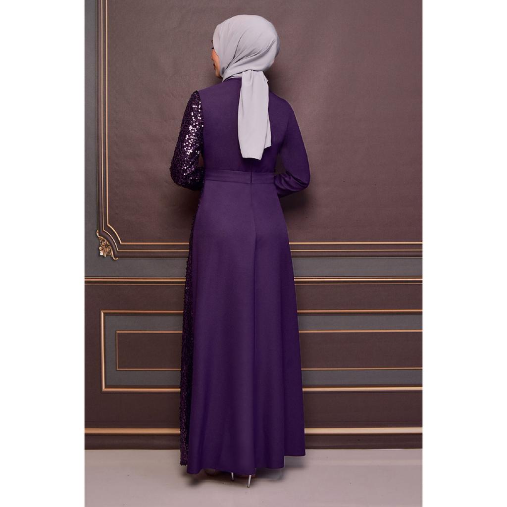 Женская одежда, вечернее платье, модное длинное вечернее платье из крепа с блестками и поясом, хиджаб 2516