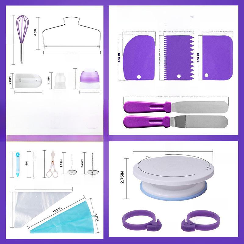 Набор для украшения торта из 137 предметов: Поворотный стол, насадки, мешки, скребки