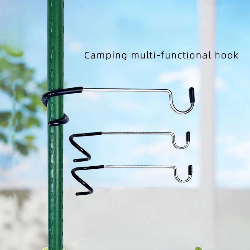 Tent Pole Hook Tent S-shaped Hook Universal Pig Tail Lantern Hook Stainless Steel Light Hanger Outdoor Camping Accessories