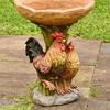 Смола Птичьи ванны Кормушка и поилка для диких птиц для улицы, Петух и курица Птичья ванна Уличная садовая статуя Колибри Стоящая чаша Ванна Колышки